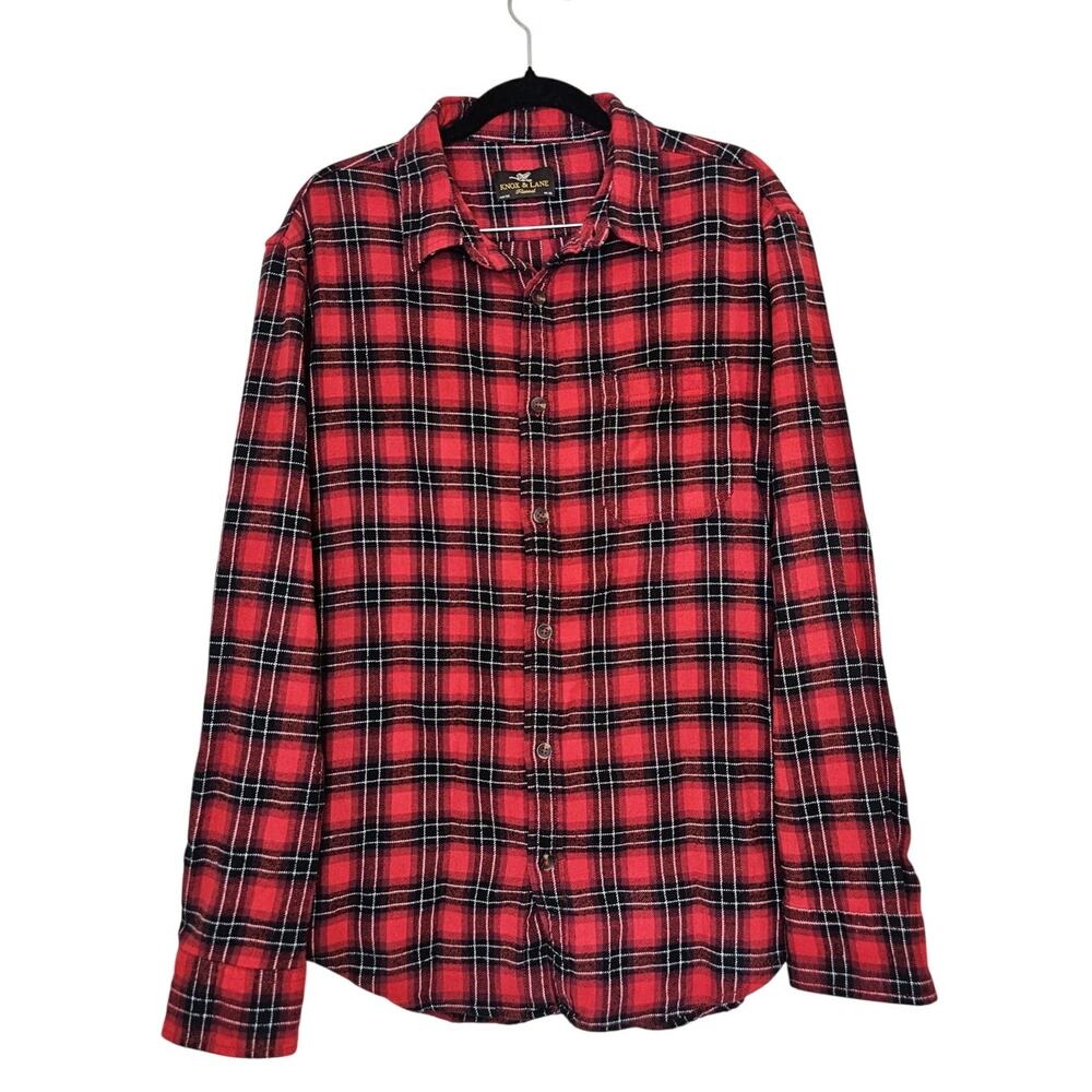 Knox & Lane Flannel Women's Medium Plaid Red/Black Long Sleeve Button Up Cotton